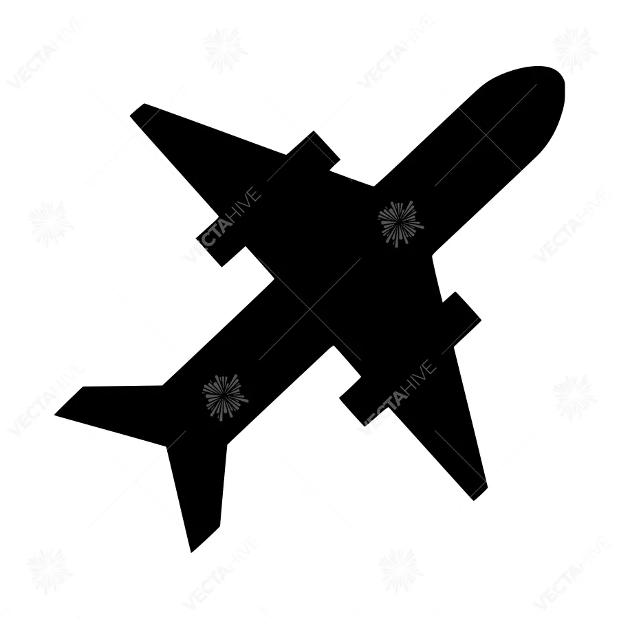 Airplane Icon - Black Silhouette
