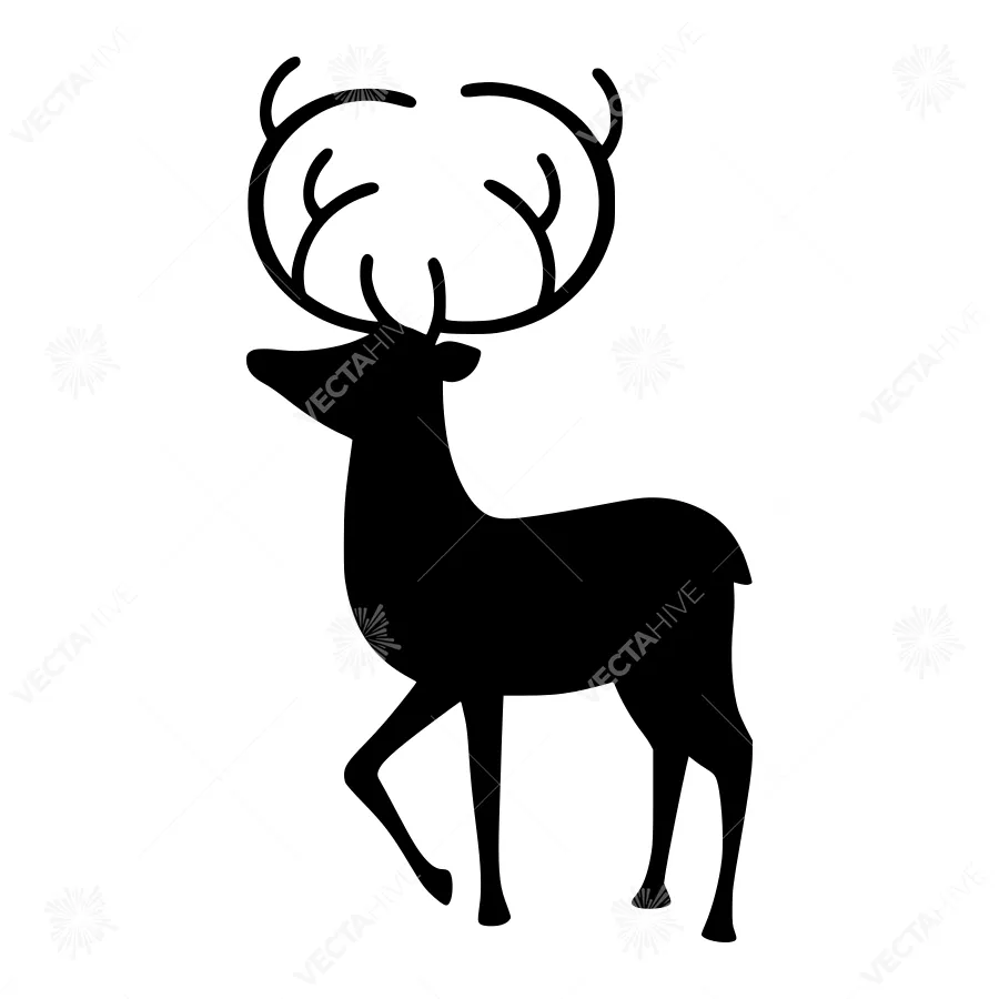 Black Deer Silhouette Christmas Icon