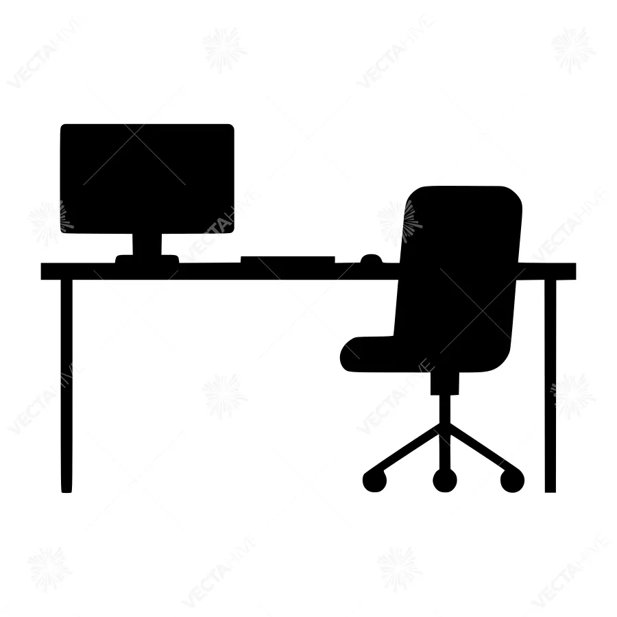 Office Desk Silhouette Icon
