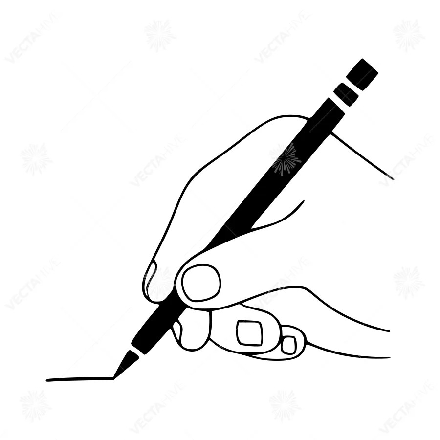Pen Sketching Hand - Minimalist Line Art