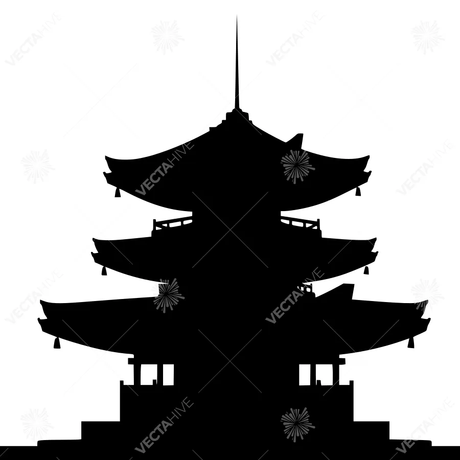 Japanese Pagoda Silhouette - Minimalist Vector