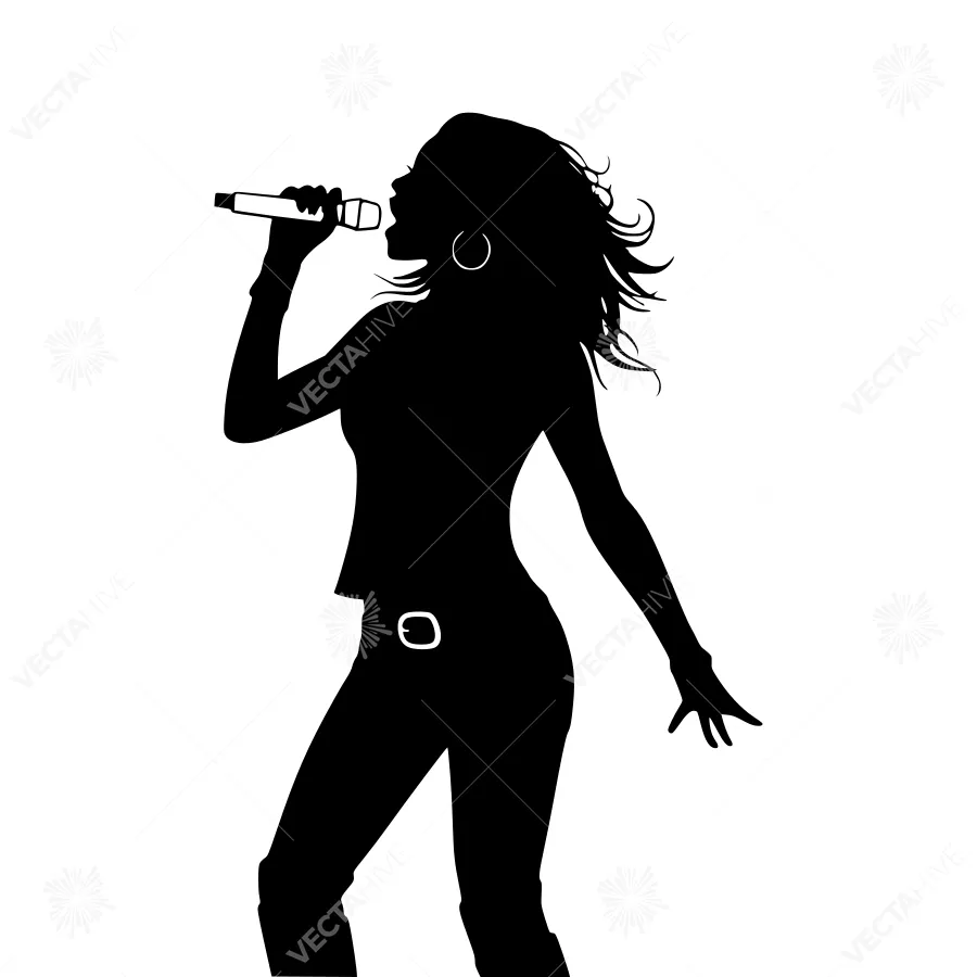 Silhouette Singer Microphone Performance