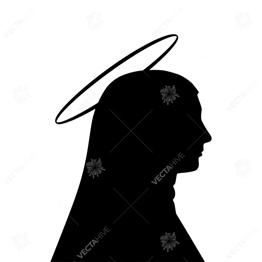 Silhouette Angel Halo Portrait - Minimalist Design