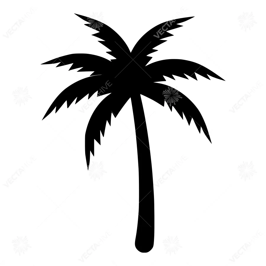 Palm Tree Silhouette - Black on White