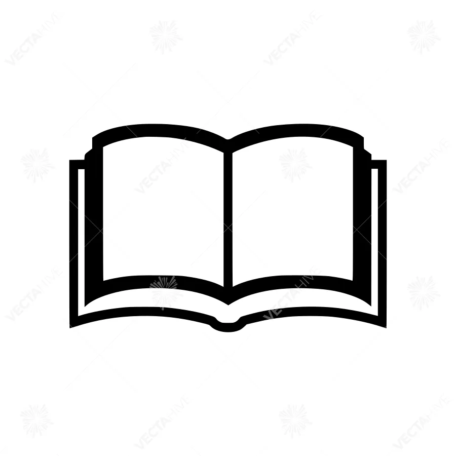 Open Book Icon - Black Outline