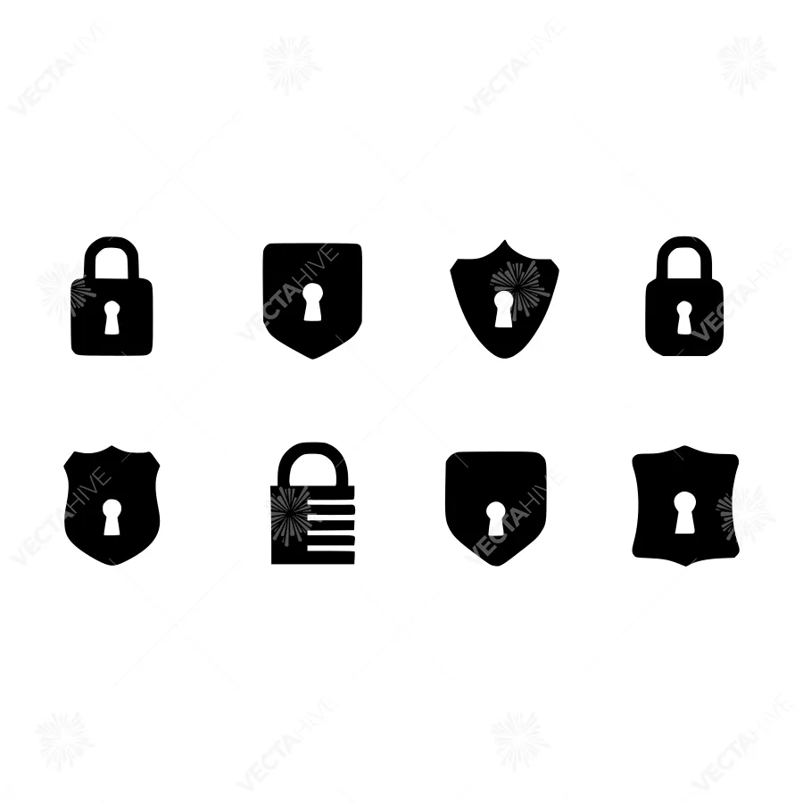 Security Icons Set - Lock & Shield Vector