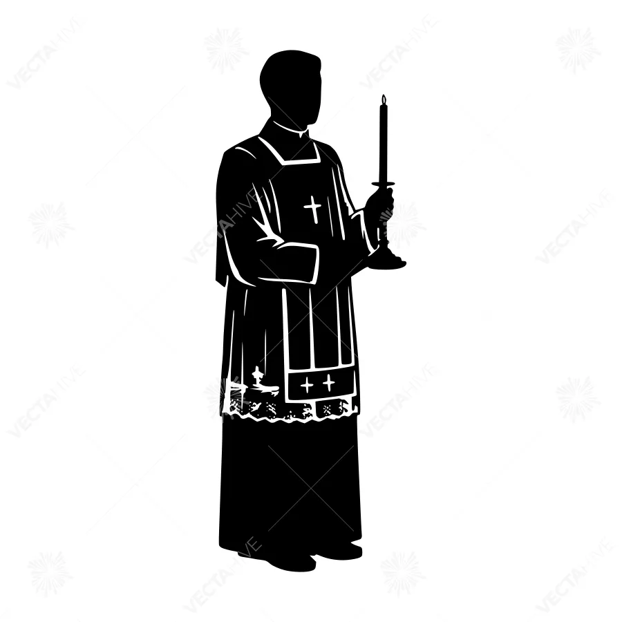 Silhouette Priest Candle - Religious Icon
