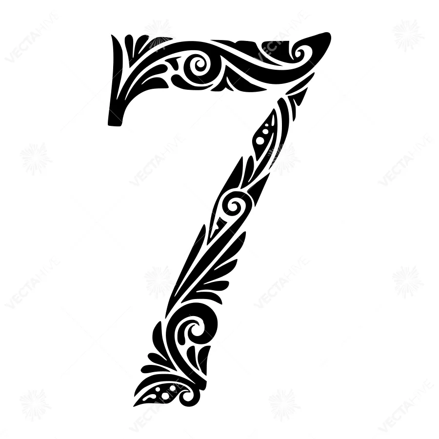 Black Tribal Number Seven Design