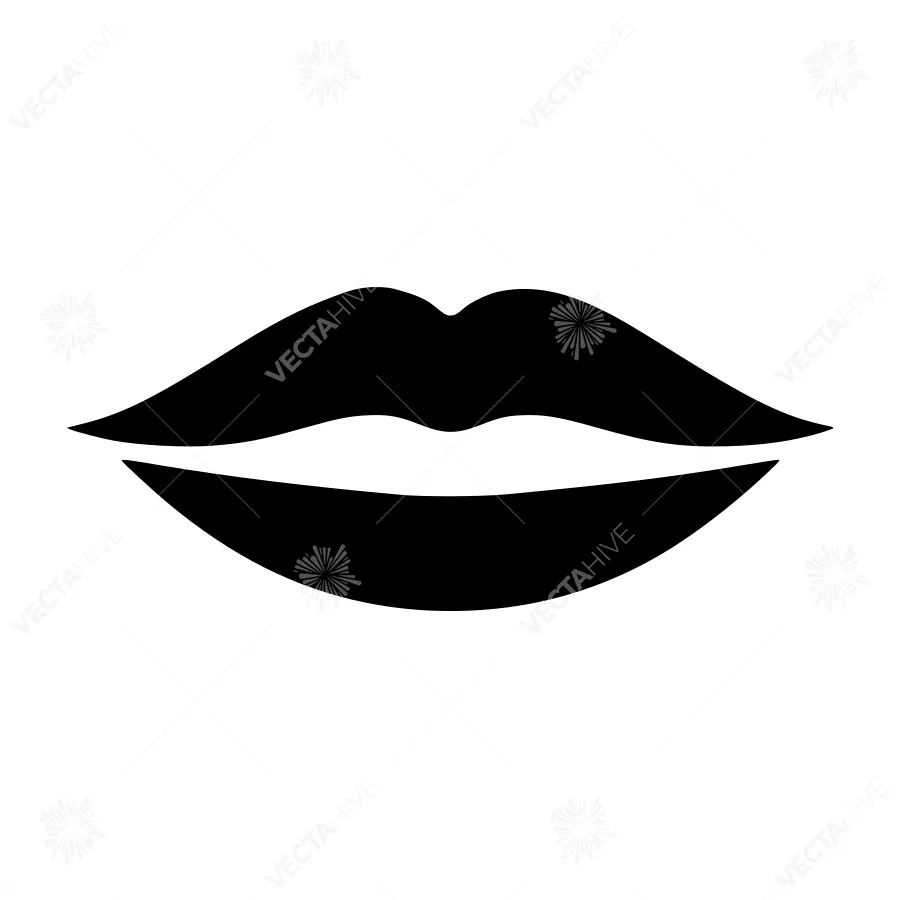 Black Lips Outline Icon - Minimalist Vector Graphic