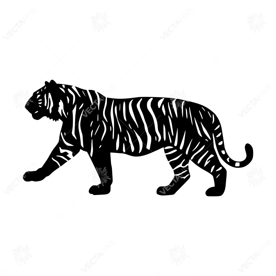 Black Tiger Silhouette Vector Illustration