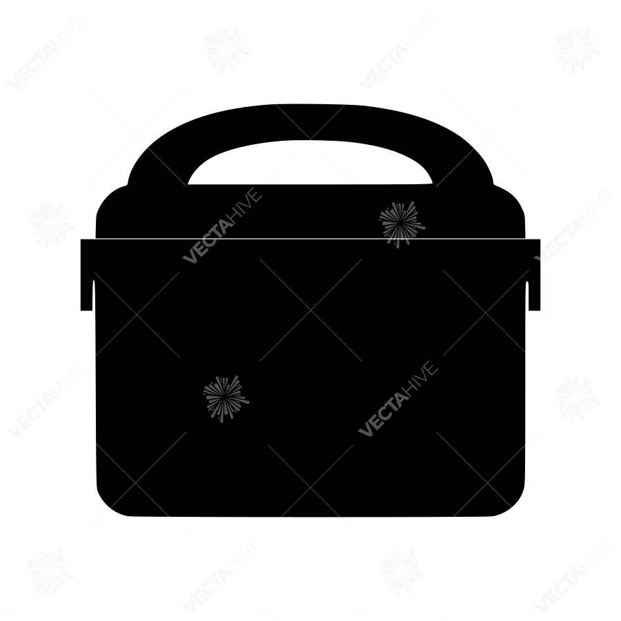 Black Lunch Box Icon - Vector Illustration