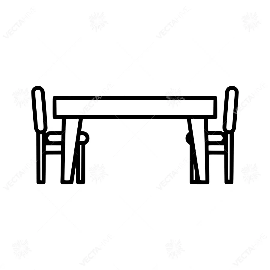 Simple Table and Chair Line Icon
