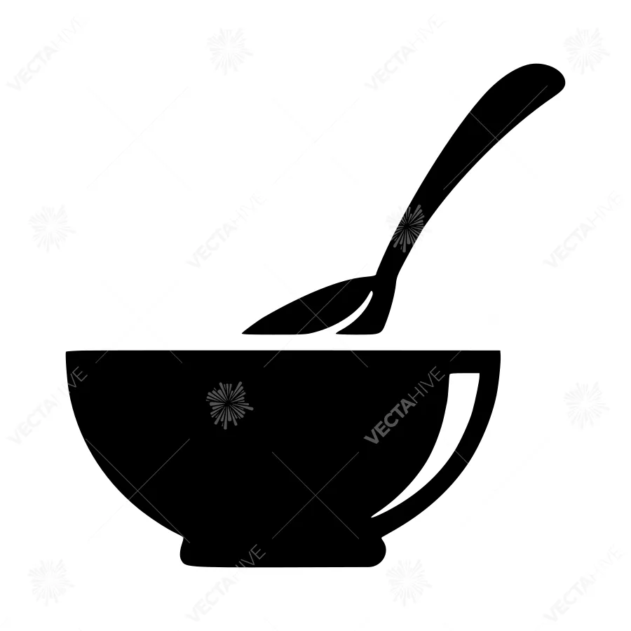 Bowl of Soup Spoon Icon - Simple Vector Illustration