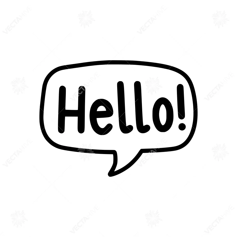Hand-Drawn Hello Speech Bubble - Vector Illustration