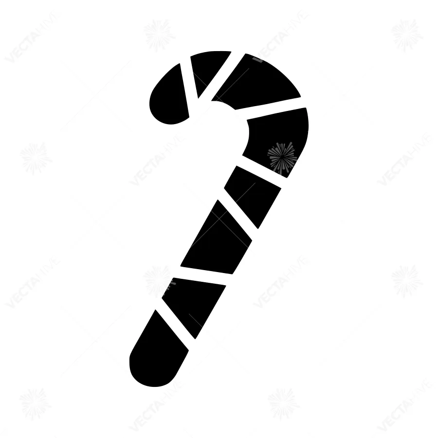 Candy Cane Silhouette Icon