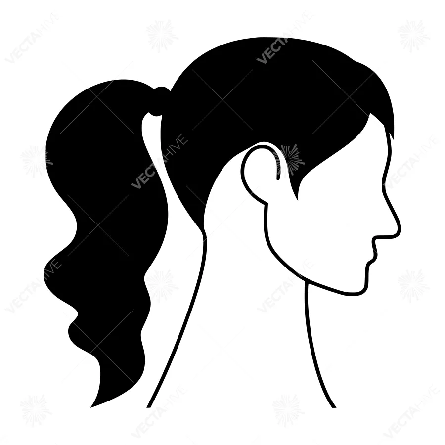Black Silhouette Woman Ponytail Profile