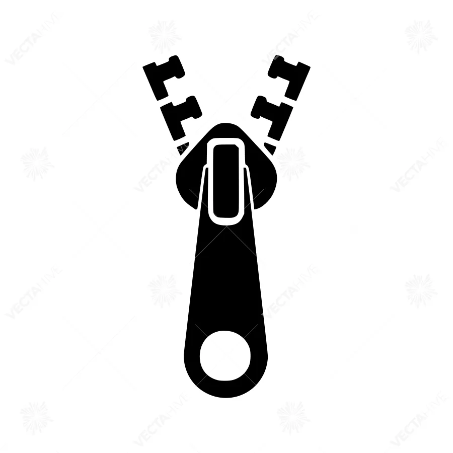 Black Zipper Icon - Open Zipper Vector