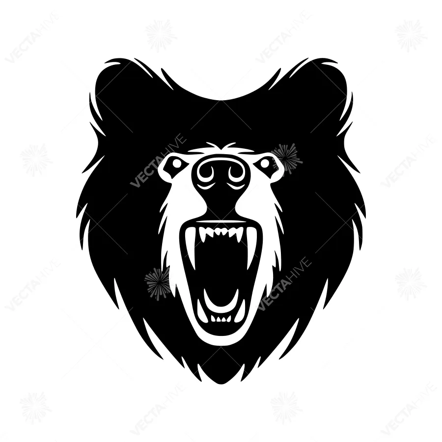 Black Bear Head Silhouette Vector Graphic