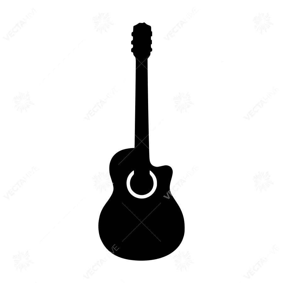 Silhouette Guitar Icon - Black on White