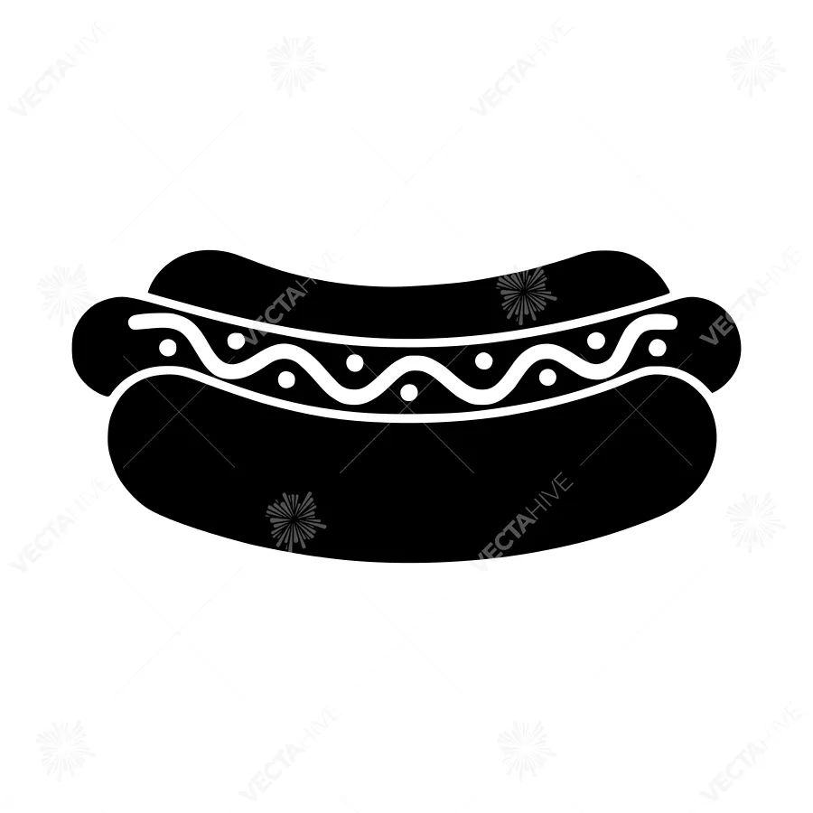 Hot Dog Icon - Black Silhouette