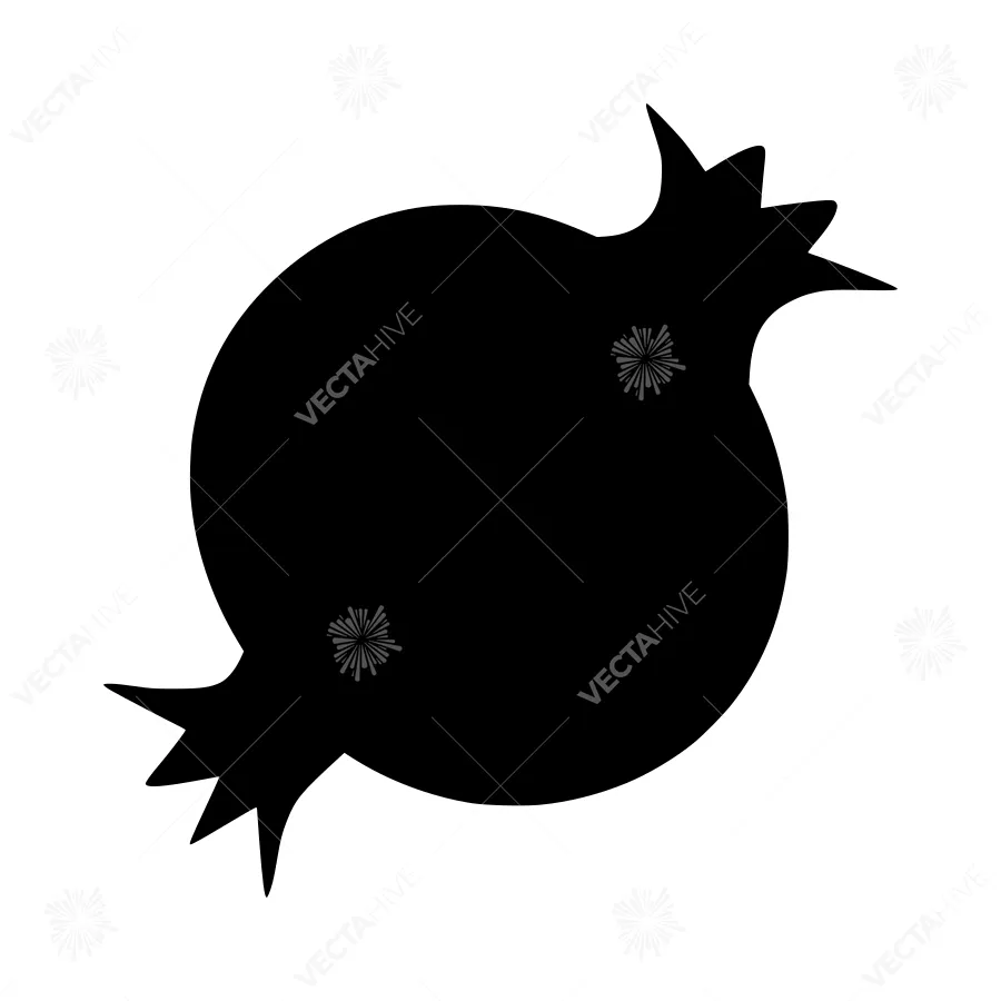 Black Pomegranate Silhouette Vector Icon