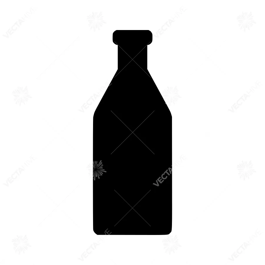 Bottle Silhouette Icon - Black on White