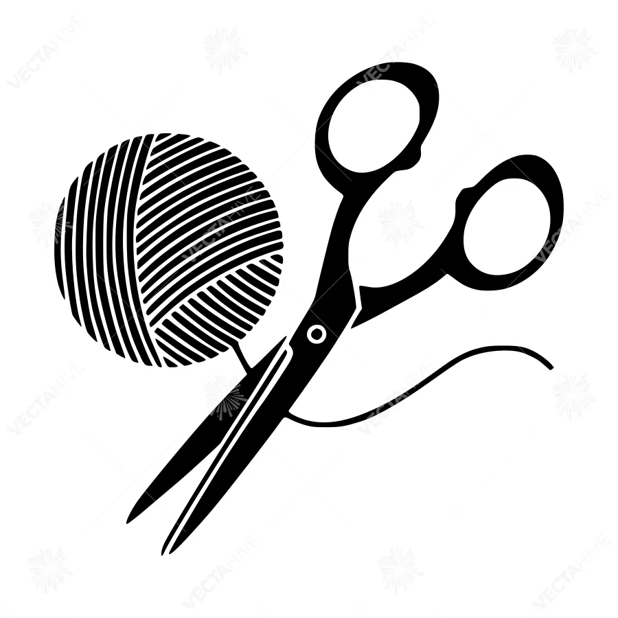 Knitting Scissors Silhouette - Vector Graphic