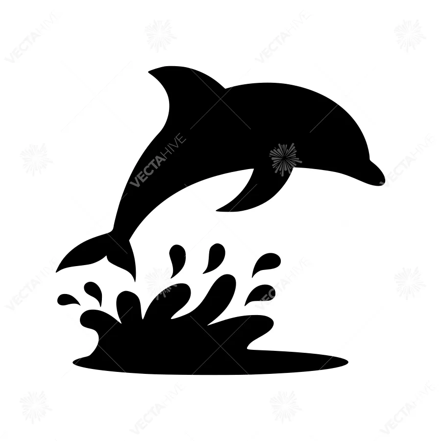 Silhouette Dolphin Jumping in Water