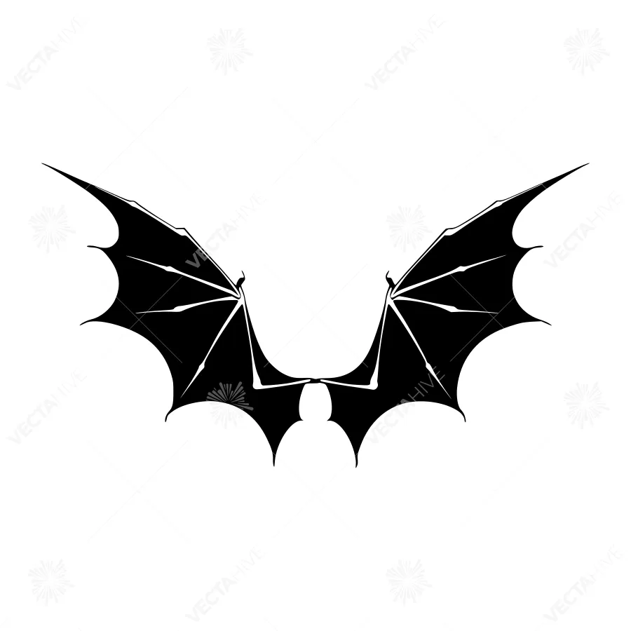 Black Bat Wings Silhouette Vector Graphic