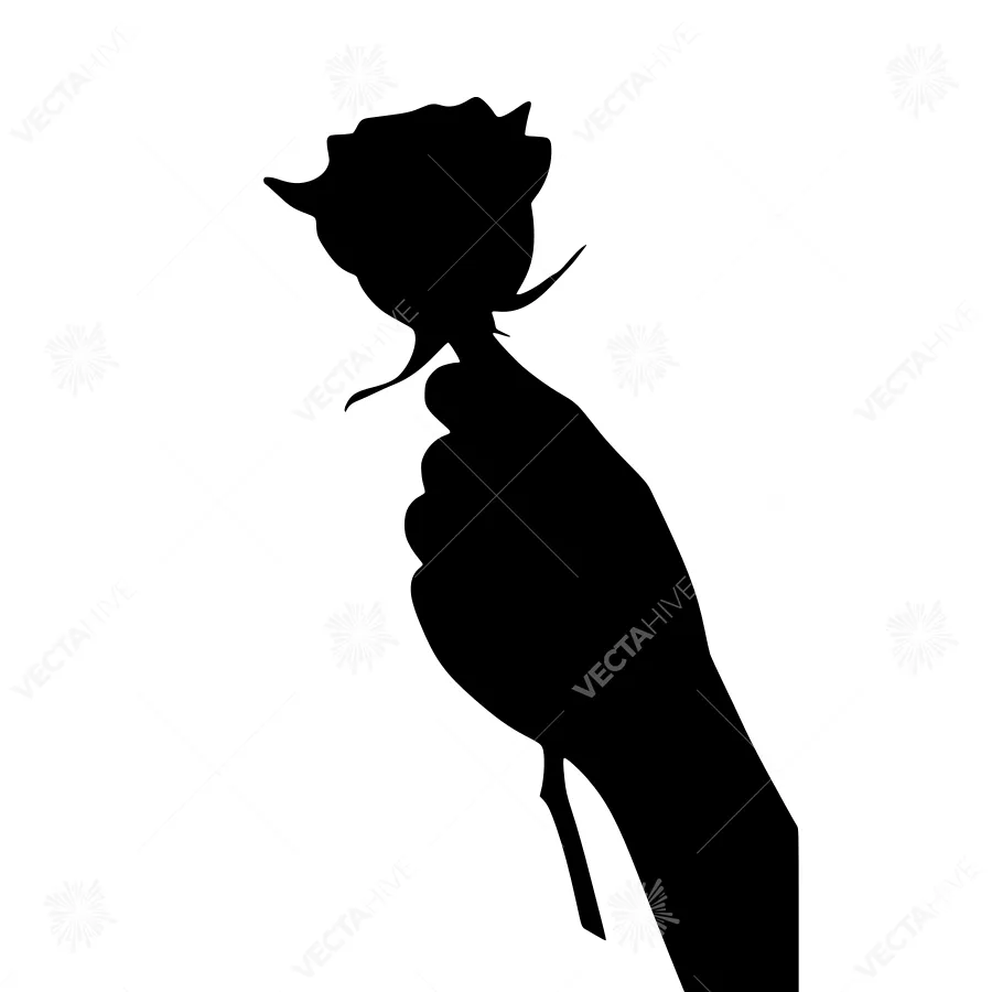 Silhouette Rose Hand - Elegant Black & White