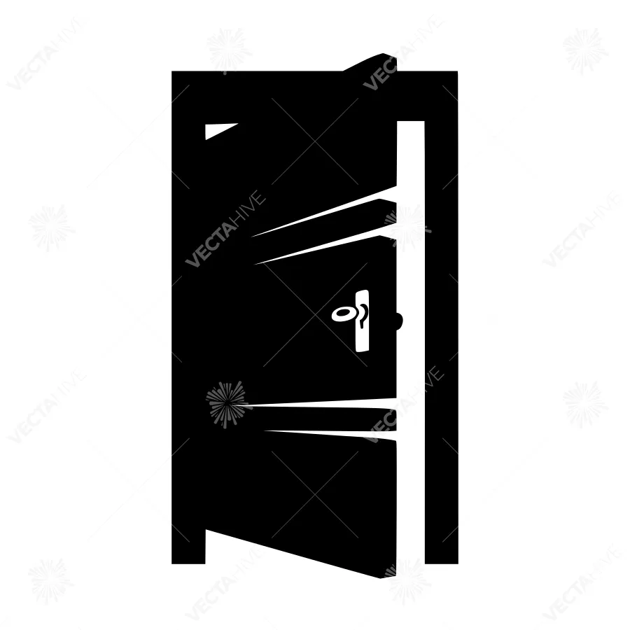 Black Door Icon - Minimalist Vector Illustration