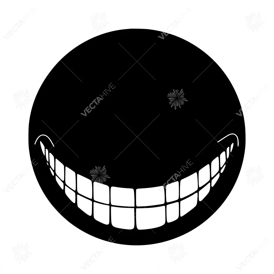 Evil Grin Circle - Minimalist Black & White Graphic