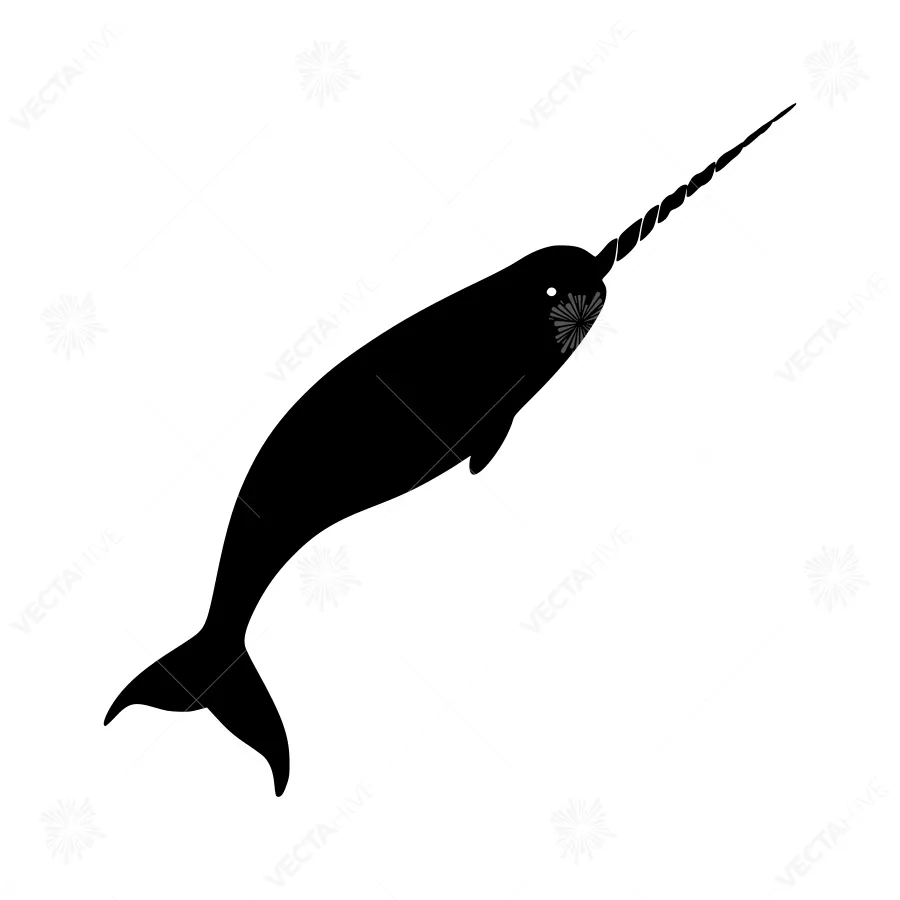 Narwhal Silhouette Vector Illustration