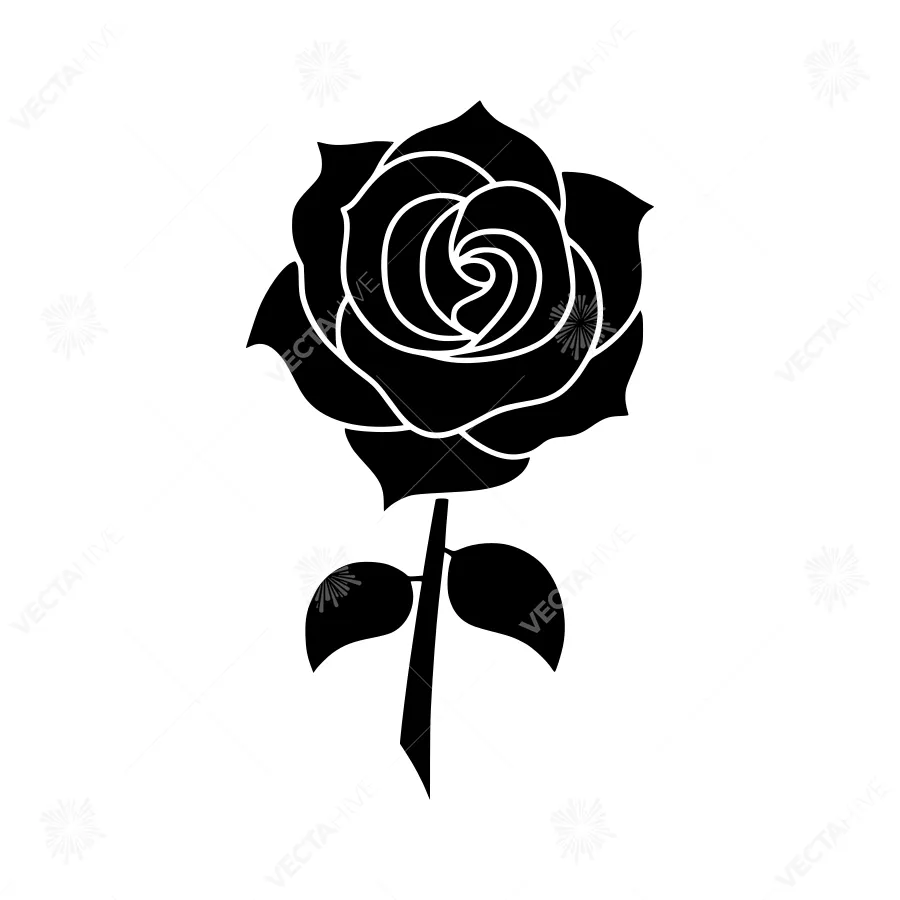 Black Rose Silhouette Vector Illustration