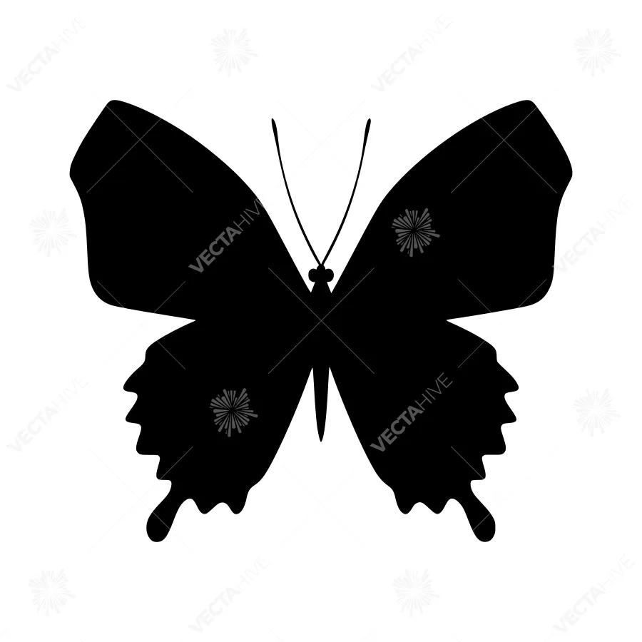 Black Butterfly Silhouette Vector Icon