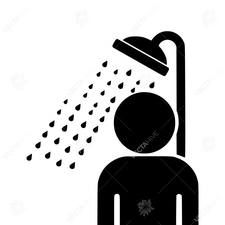 Shower Icon - Black Silhouette