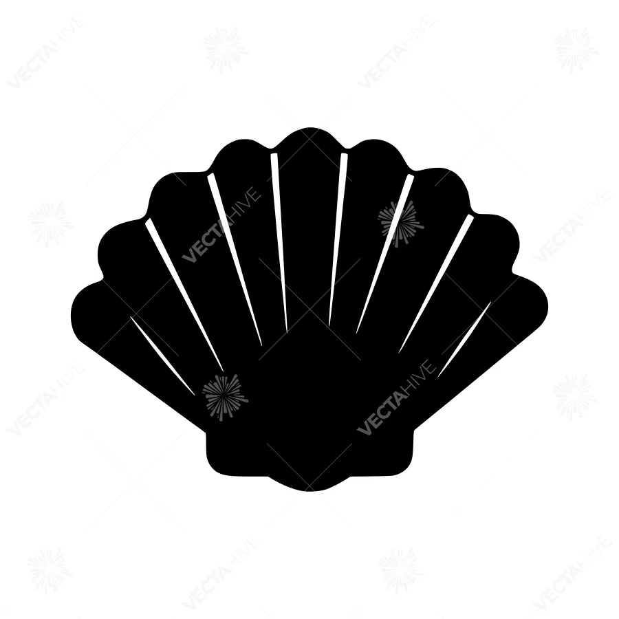 Black Seashell Icon - Vector Illustration