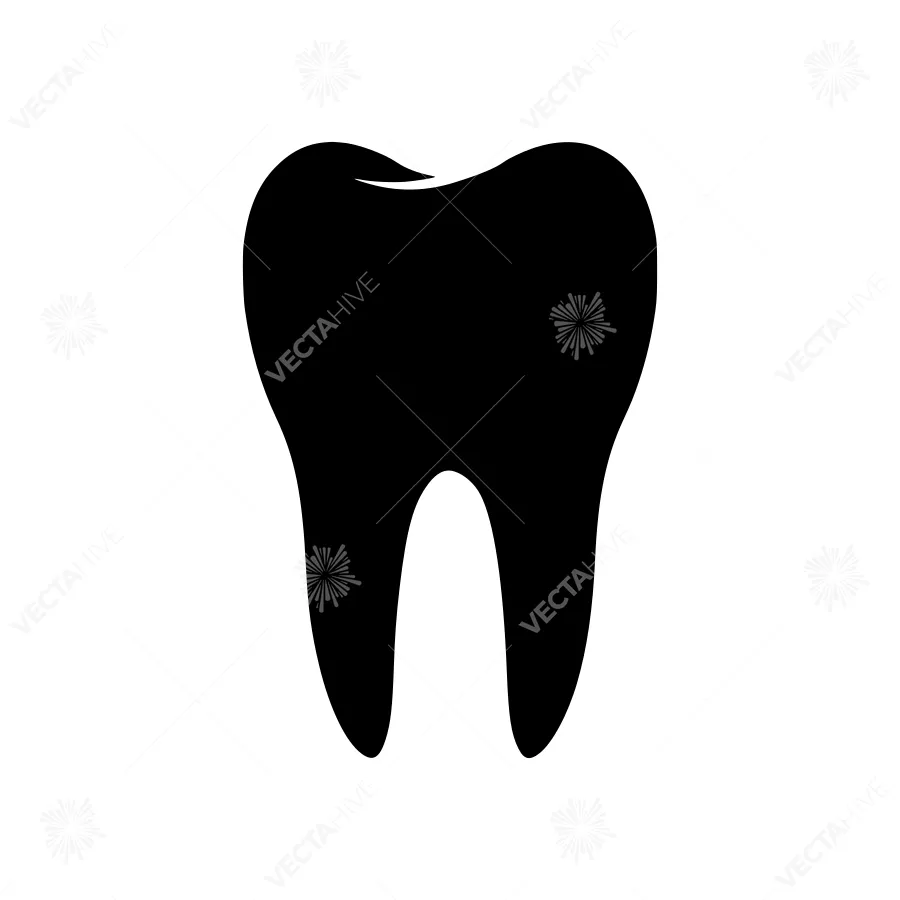 Dental Tooth Icon - Black Silhouette