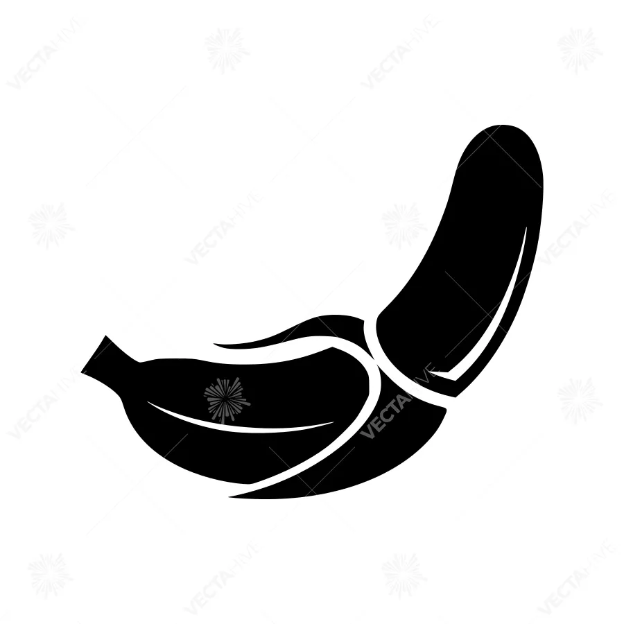 Banana Split Icon - Black Silhouette Vector