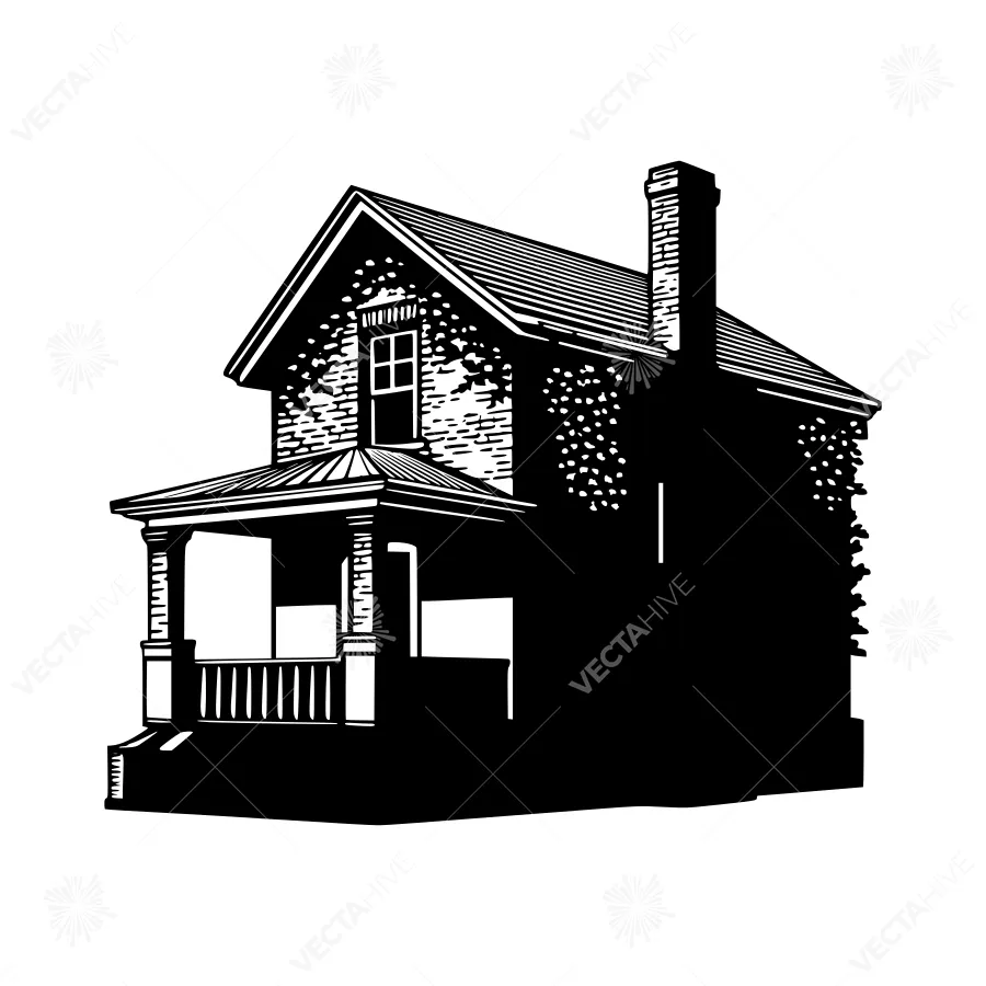 Black Silhouette House Illustration
