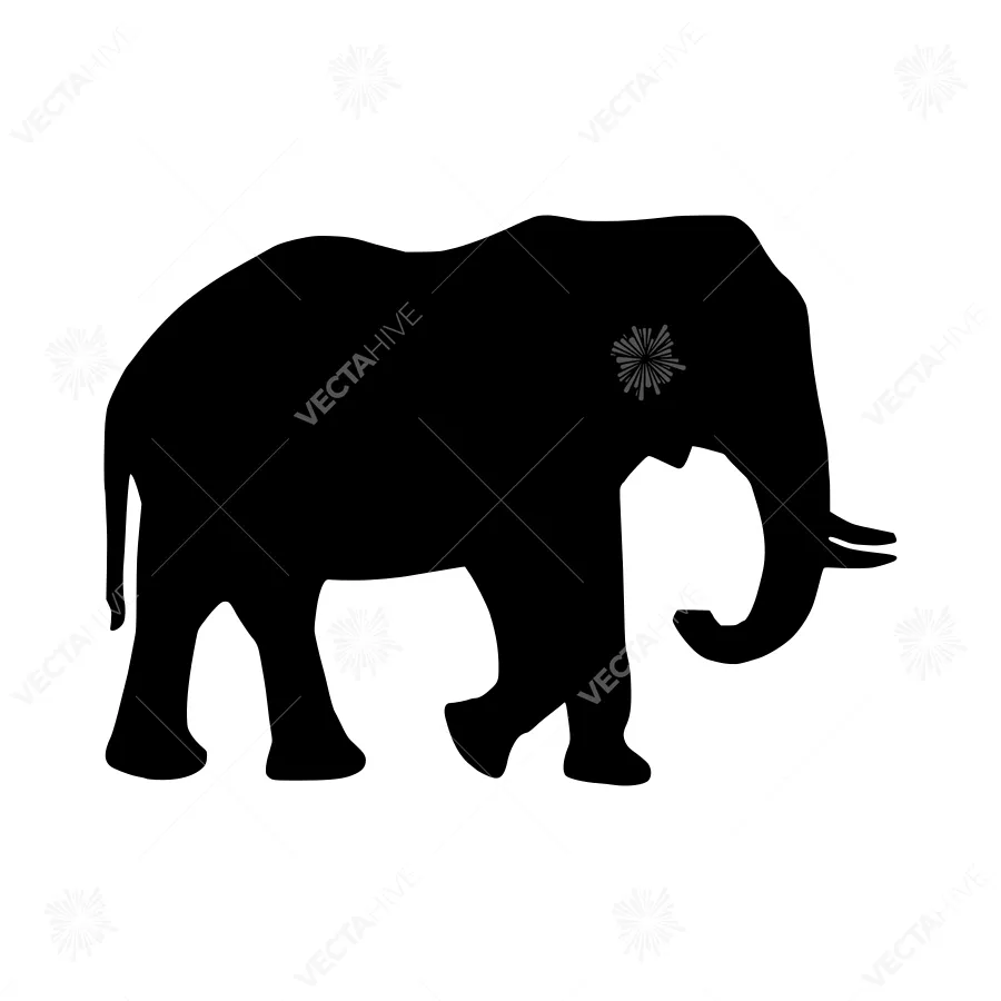 Black Elephant Silhouette Vector Graphic