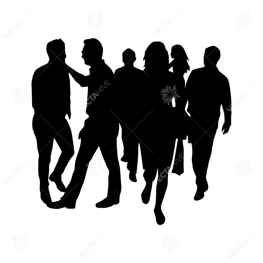 Black Silhouettes Walking Together
