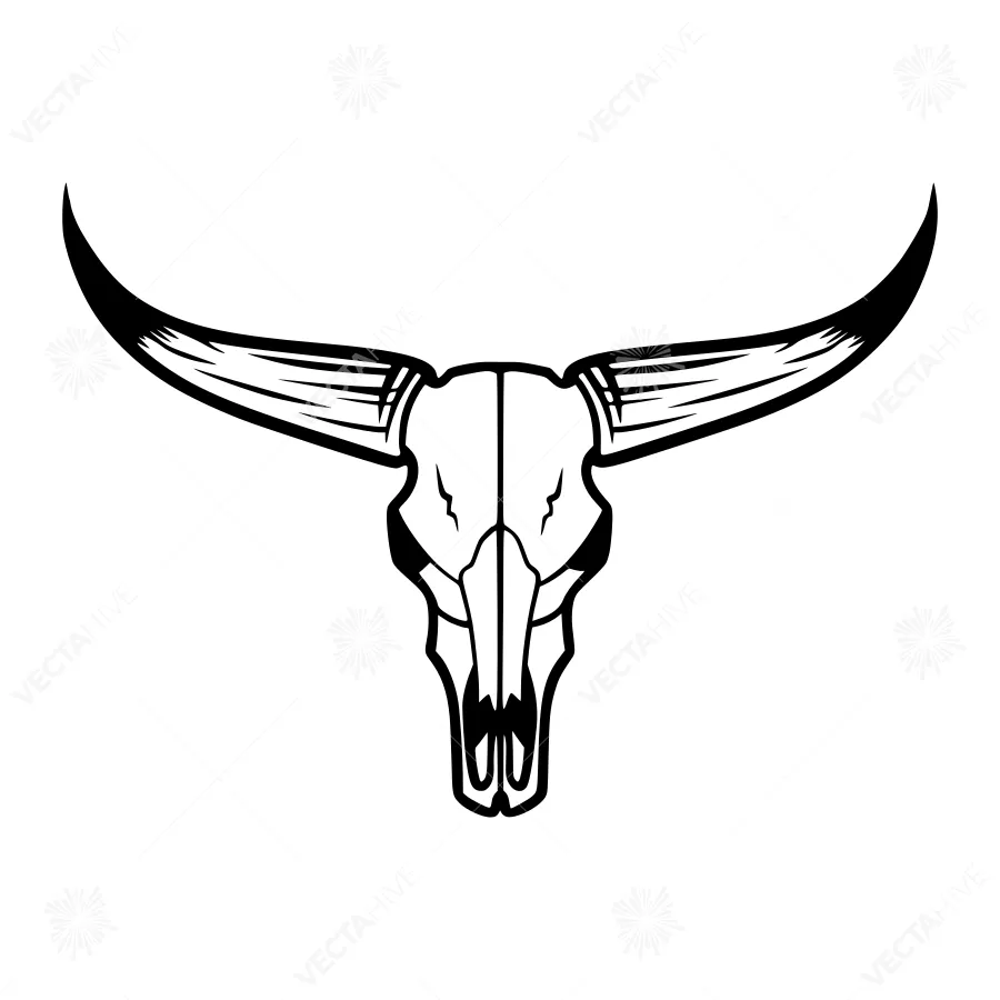 Black Bull Skull Graphic Vector Illustration