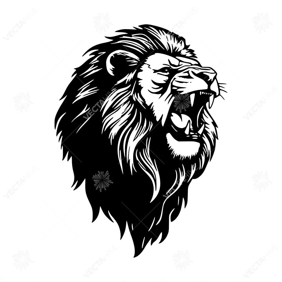 Black & White Lion Head Silhouette