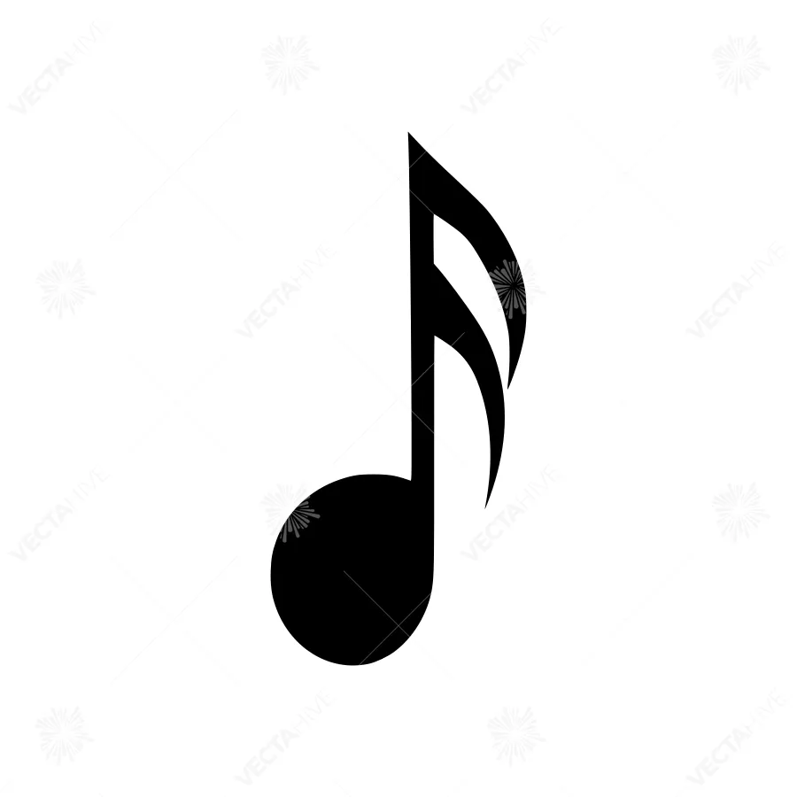 Music Note Icon - Black on White