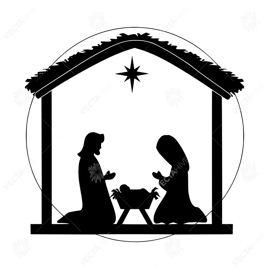 Silhouette Nativity Scene - Christmas Icon