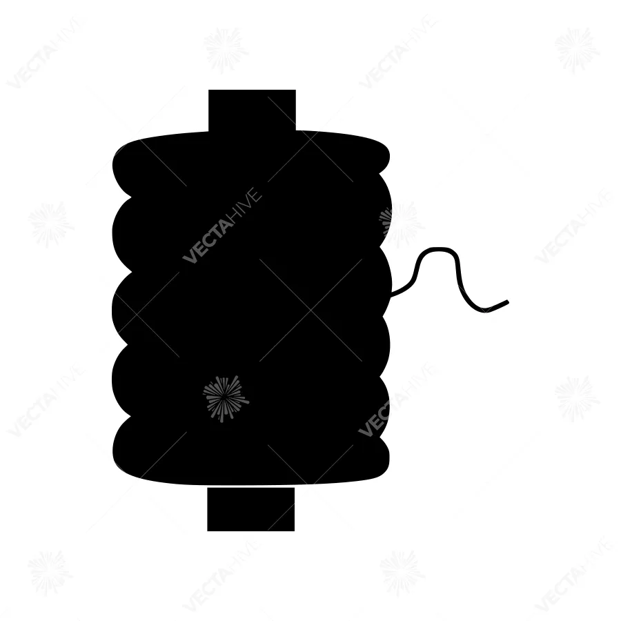 Black Thread Spool Icon - Vector Illustration