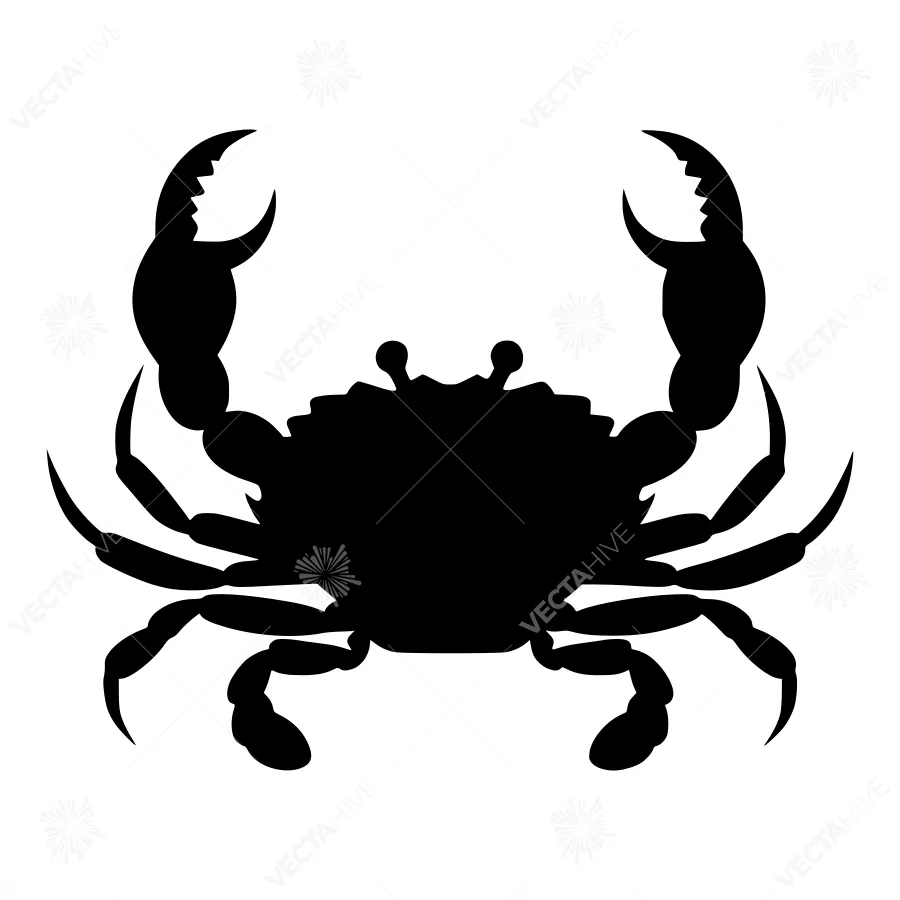 Black Crab Silhouette Vector Graphic