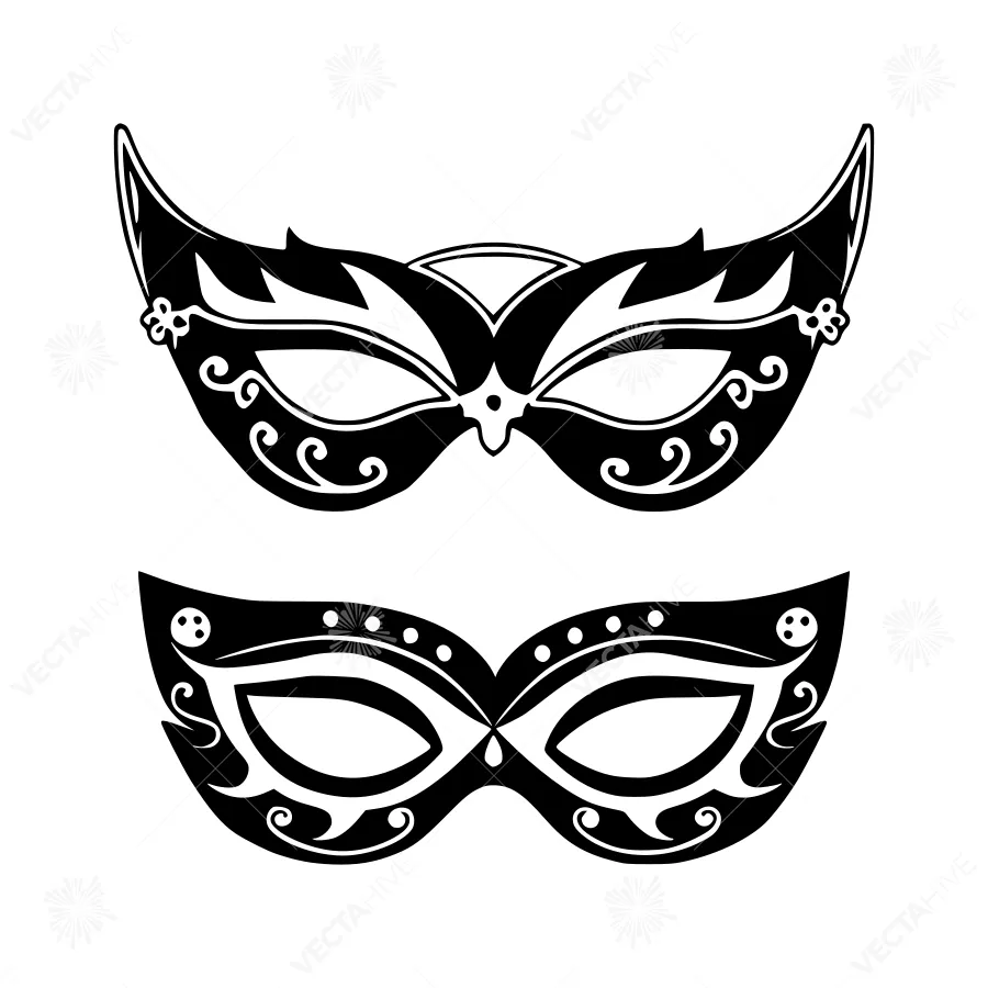 Black Masquerade Masks - Vector Illustration