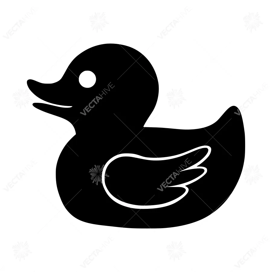 Black Rubber Duck Icon - Simple Vector Illustration